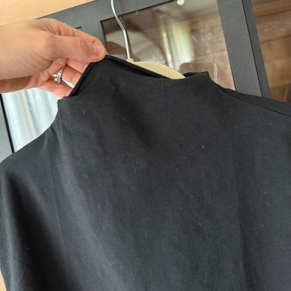 Quince mock neck top ruched Stretch Cotton Jersey Sleeveless tank cropped - Picture 7 of 9